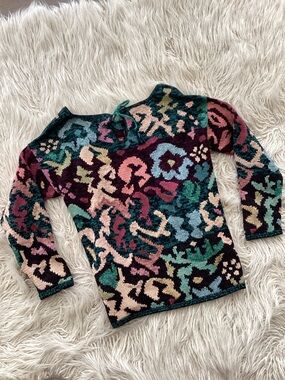 Multicolor Floral abstract PERUVIAN CONNECTION Women's Sweater L